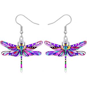 Kal-Acrylique Fleur Libellule Boucles D'oreilles Pendentif Cadeaux Femme Insecte Libellule Boucles D'oreilles Printemps Été Bijoux - Neuf