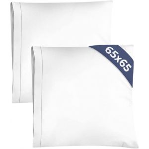Tianyi-Taie D'oreiller De 65x65 Cm - Blanc- Lot De 2 - Taies D'oreiller En Microfibre De Haute Qualit&eacute; - Douce, Confortable, Lavable En Machine - Taie D'oreiller De 65x65 Cm - Couleur Blanc - Neuf