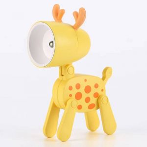 Led Veilleuse Mini Lampe De Bureau Pliante Mignon Lumières Pour Animaux De Compagnie Chien Cerf Portable Veilleuse Étudiant Salon Décor Cadeau--B Yellow Deer - Neuf