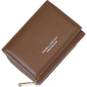 CAUC-Mini portefeuille pour femme en cuir - Petit portefeuille pour femme - Grande capacit&eacute; - Petit porte-monnaie pour femme - Nombreux compartiments - Grand, Marron 3., Classique - Neuf