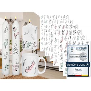 SJZG-Lot De 6 Tatouages Pour Bougies (200 + Motifs) - Impression Par Transfert D'Eau - Film Pour Bougie - Autocollant Pour Bougie - Décoration De Bougie - Personnes Préférées - Saint-Valentin - - Neuf