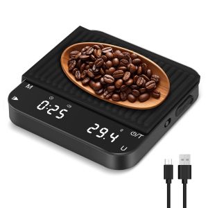 Balance Caf&eacute; 2kg/0,1g Haute Pr&eacute;cision, Balance De Cuisine Precision Avec 6 Unit&eacute;s, Rechargeable Usb-C, Tarage Automatique, Balance Alimentaire Pour Pour Over & Barista - Neuf