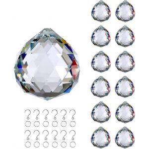 MEVRONISSHOP-Lot de 12 attrape-soleil en forme de boule de cristal Transparent 40 mm - Neuf