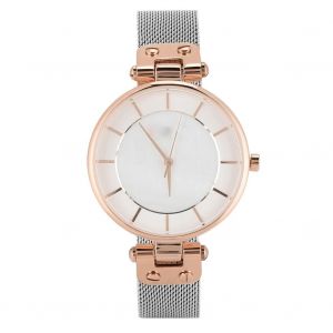 Mode Femme Bracelet En Acier Montre &Eacute;tanche Cadran Rond Quartz Casual Montrerose Rouge Bo&icirc;tier Blanc - Neuf