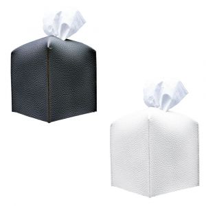 Pack De 2 Carrés De Tissu Boîtes Décoratives En Cuir D'unité Centrale De Tissu Titulaire De Tissus Moderne Distributeur De Vanité De Salle De Bains Chevet Bureau 5 X 5 X 5 Pouces - Neuf