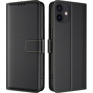 Maa-Coque Pour Iphone 12 / Iphone 12 Pro Coque Etui Avec Porte Carte À Rabat Clapet Portefeuille En Cuir Pochette Magnétique Antichoc Flip Case Étui Cover Housse Protection Coque,Noir - Neuf