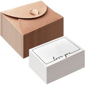 ASFASFq-Lot de 25 petites enveloppes avec 25 feuilles de cartes vierges en papier (Love you) - Neuf