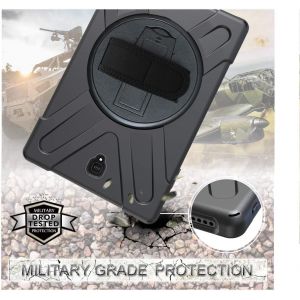 Coque Pour Samsung Galaxy Tab S4 10,5"" Sm-T830/T835/T837 - Robuste - R&eacute;sistante Aux Chocs - Avec Support Rotatif &Agrave; 360&deg; - Dragonne De Transport - Noir - Neuf