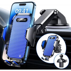 LORANKA-Support Telephone Voiture Ventouse [SGS Certification de s&eacute;curit&eacute;] Porte Telephone Voiture Clips Stable pour Grille A&eacute;ration Tableau de Bord Pare-Brise Compatible avec iPhone Samsung Etc - Neuf