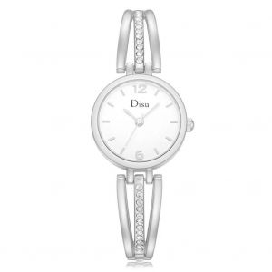 Disu Fashion Femmes M&eacute;tal Zicron Quartz Mouvement Montre-Bracelet (Cadran Argent + Blanc) - Neuf