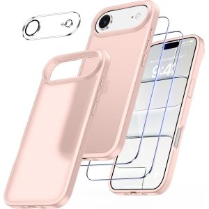 4 En 1 Coque Pour Iphone Air Avec 2 Verre Tremp&eacute; Et 1 Cam&eacute;ra Protecteur, [Coussin D'Air Int&eacute;gr&eacute;] Antichoc Antirayures Bumper Protection Housse Pour Iphone Air 6,5"", Rose P&acirc;le - Neuf