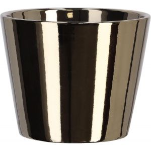 Eryi-® Petit Pot De Fleurs, En Céramique, Diamètre : 11 Cm, Émaillé, Doré Brillant - Neuf