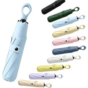 CAP-Parapluie de Voyage Pliable Compact Avec Poignée en Boucle, 8 Baleines,Petit sac à dos de voyage,Léger et portable,Pluie soleil,Protection UV,Femmes Enfants - Neuf