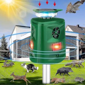 R&eacute;pulsif Pour Chats D'ext&eacute;rieur, R&eacute;pulsif Solaire Ultrasonique 360&deg; Avec D&eacute;tecteur De Mouvement Et Lumi&egrave;re Led Clignotante, Effaroucheur Pour Chats 5 Modes R&eacute;glables, &Eacute;tanche, Pour Chiens - Neuf