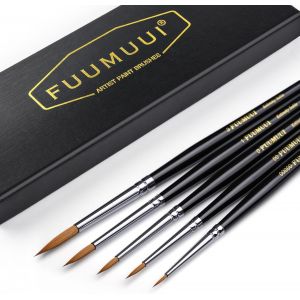 Mevronisshop-Ensemble De Pinceaux D'artiste Kolinsky Natural Professional - 5 Pinceau Fins Dans Les Tailles 5/0, 2/0, 0, 1, 3 Pour Aquarelle, Acrylique, Figurines, Miniature, Mod&eacute;lisme, Maquette | Fa - Neuf