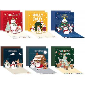 Checarzhn--No1-Lot De 6 Cartes De Noël Pop-Up 3d Amusantes Pour La Famille, Les Amis, Les Entrepr S, Avec Enveloppes Et Autocollants - Neuf