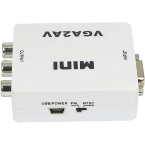 Mini Convertisseur Vga vers pour Pc à TV Adaptateur Audio Pal Ntsc Prise Charge De Élevées Jusqu - Neuf
