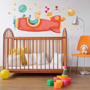 Eryi-- R00550 Autocollants Muraux Enfant Écologique Et Hypoallergénique Effet Tissu Doux Repositionnables Le Petit Prince Décoration Bébé Nouveau Pépinière Adhésif Papier Peint - 110x30 Cm - Neuf