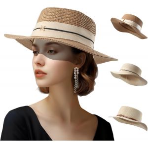 Chapeau De Paille Pour Femme,Chapeau De Soleil,Chapeau Pliable Pour Dame.[Z594] - Neuf