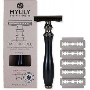 Rasoir De Sureté Avec 5 Lames De Rasoir I Rasoir Femme I Rasoir Métal Sans Plastique I Tondeuse Femme Intime I Tondeuse Corps Kit Zéro Déchet I Noir - Neuf