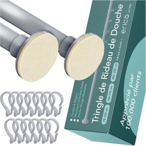 Tringle de Rideau de Douche pour Salle de Bain 75-120cm,Pole à Rideau de Douche en Métal pour Boutique de Vêtements,Lieu Privé,Gris mat - Neuf