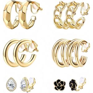 Kal-Lot De 6 Paires De Boucles D'oreilles À Clip Pour Femme - Sans Trous - Pour Filles Et Filles - Cadeau Idéal - Neuf