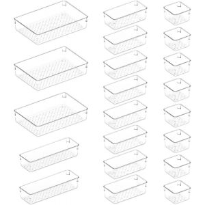 Organiseur De Tiroir 21 Pcs, Séparateurs De Tiroir Réglables Avec 4 Tailles, Organiseur De Cuisine En Plastique Transparent, Organiseur De Coiffeuse Pour Maquillage, Salle De Bain[Pou8806210] - Neuf