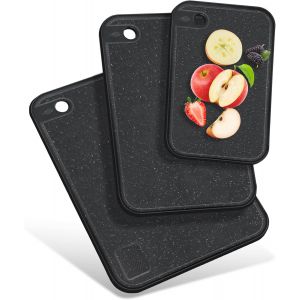 Lot De 3 Planches &Agrave; D&eacute;couper En Plastique Sans Bpa Pour Cuisine Avec Rainures Pour Jus, Pieds Antid&eacute;rapants Et Poign&eacute;e Facile &Agrave; Saisir, Planche &Agrave; D&eacute;couper Pour Viande Et L&eacute;gumes, - Neuf