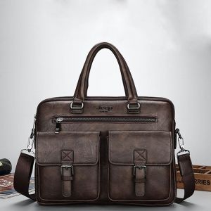 Sacoche Zones Me-Sac à main en cuir PU pour homme,sac messager,sac à main de bureau,étui à bombes,haute qualité,nouvelle marque,mode initiée - Brown - Neuf