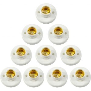 Lot de 10 douilles à vis en plastique pour culot de lampe E27 support mural pour culot d'ampoule LED convertisseur adaptateur pour ampoule E27 douille à vis ronde en plastique douille d'ampoule - Neuf