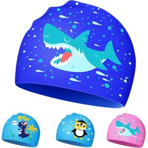 Meimie-Bonnet De Bain Enfants,Bonnet Piscine Enfant,Silicone Bonnet Natation,Imperméable Bonnet Piscine,100% Silicone ¿ Extensible Confortable ¿ Pour Garçons Filles 4-14 Ans - Neuf