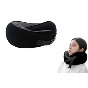 Oreiller de voyage en mousse &agrave; m&eacute;moire de forme en forme de U pour la nuque, avec housse lavable et sac de rangement. - Neuf