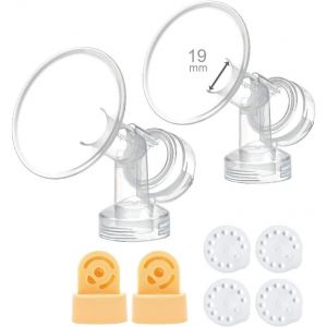 19 Mm One-Piece Breastshield W/ Valve,Membrane For Medela-Breast Pumps (Pump In Style, Lactina, Symphony);Repalcement Of Medela Personalfit Breastshield (Small) & Personal Fit Connector;Made By - Neuf