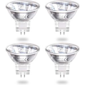 Kalanka-10w Gu4 Ampoules Halogènes,12v Ampoules Halogènes Mini Mr11 À Intensité Variable 10w Ampoules Spot À Culot À Deux Broches Gu4 Blanc Chaud 2800k Lampes À Réflecteur À 2 Broches (Paquet De 4) - Neuf