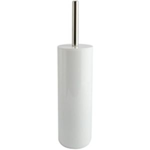 KALANKA-Brosse WC Porte-Balai Toilette Pot à Balai u201eInaguau201c Ensemble WC à Poser en Polystyrène Balayette avec Manche en Acier Inoxydable Blanc - Neuf