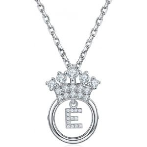 Kal-Chaîne Femme C?urcollier Pendentif 26 Lettres Alphabet Initiales Avec Zirconium,Collier Couronne,Bijoux Lettre Personnalisés Pour Mère Fille Femmes Filles - Neuf
