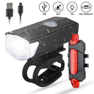 Ensemble D'éclairage De Vélo Ultra-Lumineux Rechargeable Par Usb - Phare Et Feu Arrière À Led Étanches Pour Une Conduite Nocturne En Toute Sécurité - Neuf