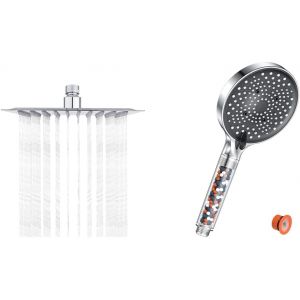 JGD-Tete de Douche Inox - Economie d'Eau, Pommeau de Douche Carr&eacute; 20CM & Pommeau de Duche, YEAUPE PRO Pommeau de Douche Economie Deau, Pommeau de Douche Anti calcaire Grand - Neuf