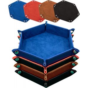 Eryi-4 Pièces Piste De Dés Cuir Et Velours Plateau De Des Pliable Pour Dnd Rpg Jeux De Table, Bleu Royal, Orange, Chameau Et Noir - Neuf