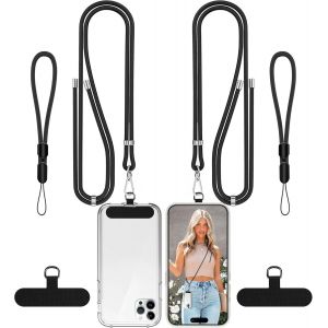 KAL-Cordon Telephone Portable-Lot De 2 Laniere Ttéléphone Portable Réglables Et Sangles De Poignet Collier Chaine Pour Iphone Compatible Avec La Plupart Des Téléphones Portables-Patchs - Neuf