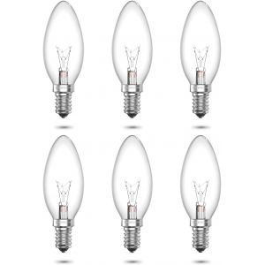 Ampoule Bougie E14 62w 230v, Ampoule Transparentes Bougie E14 Dimmable Blanc Chaud 2600k Ses Ampoule De Lustre Classique C35 Pour Pendentifs, Plafonnier, Appliques, Lot De 6[Amp748095] - Neuf