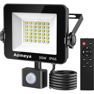 Dgbcz-Lampes De Sécurité 30w Avec Détecteur De Mouvement Extérieur Avec Télécommande Ir, 3000lm, Blanc Froid, Lumières Extérieures, Alimentées Sur Secteur, Ip66, Pour Arrière-Cour, Jardin - Neuf