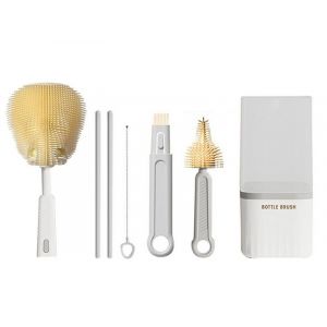 Ensemble De Goupillons De Voyage Pour Biberons Avec &Eacute;tui De Rangement - Gris - Neuf