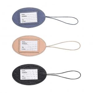 Lot de 3 étiquettes de bagage élégantes ¿ Étiquettes de bagage en PU durables pour une identification facile, couleurs aléatoires, accessoire de voyage - Neuf