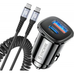 Eryi-Syncwire 60w Chargeur Voiture Usb C - Pd 30w & Qc 3.0 Prise Allume Cigare Avec Câble Type C Vers C Adaptateur Allume Cigare [2727] - Neuf