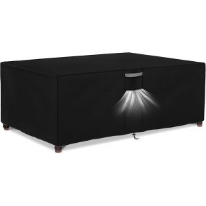 Letnerny-Housse Salon De Jardin Exterieur Imperm¿¿Able, Tissu Oxford 420d, Coupe-Vent, Anti-Uv Housse De Protection Table De Jardin Avec Grilles D'a¿¿Ration, Rectangulaire (150x90x74cm) - Noir - Neuf