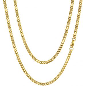 Kal-Chaine Homme Acier Inoxydable Collier Gros Maille Cubain Enfant Garcon Gourmette Massif Ras De Cou Punk [Argent/Noir/Plaque Or-Largeur: 3/6/9/12 Mm; Longeur: 36/46/51/55/61/66/71/76 Cm] - Neuf
