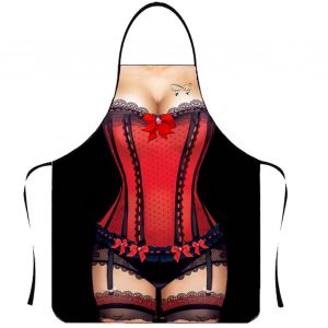 Tablier humoristique, nouveaute, image claire et realiste, sans manches, sangle, impermeable, polyester, homme muscle, tablier de cuisine, fournitures pour la maison - Neuf