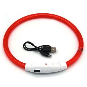 1 Collier Lumineux Rouge Pour Animal De Compagnie De 40 Cm, Chargement Usb, Led - Neuf