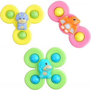 Kal-Enfants Spinner Jouets, 3pcs Jouets Bain Baignoire Spinner Avec Anneaux De Dentition, Table Sucker Jouet Sans Bpa, Jouet De Rotation De Bain, Jeux Educatifs Pour Bébé Et Enfants - Neuf